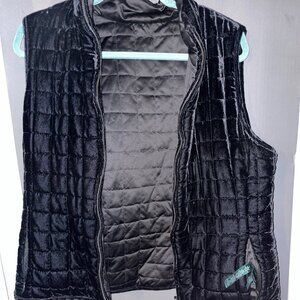 RARE Ralph Lauren Reversible Quilted Vest Jacket - Black Velvet & Satin - Size L